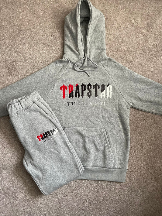 Trapstar Chenille Decoded Tracksuit - Grey/Red