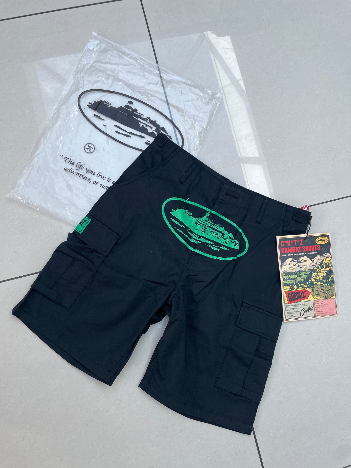 Cortiez Alcatraz Cargo Shorts - Black & Green