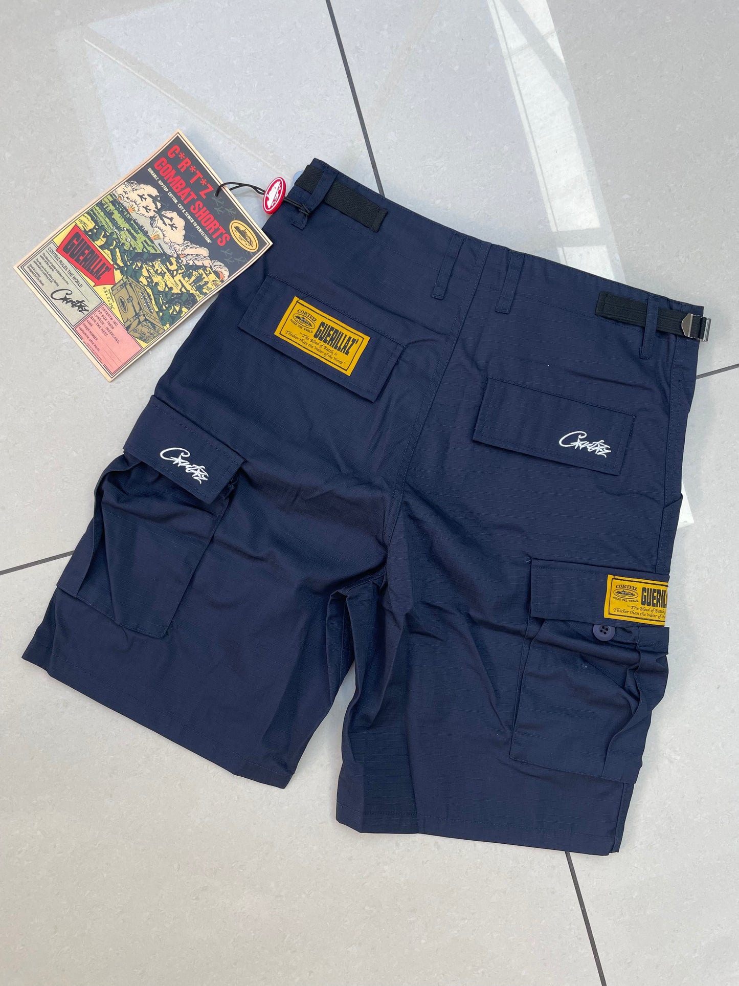 Cortiez Alcatraz Cargo Shorts - Navy Blue & White