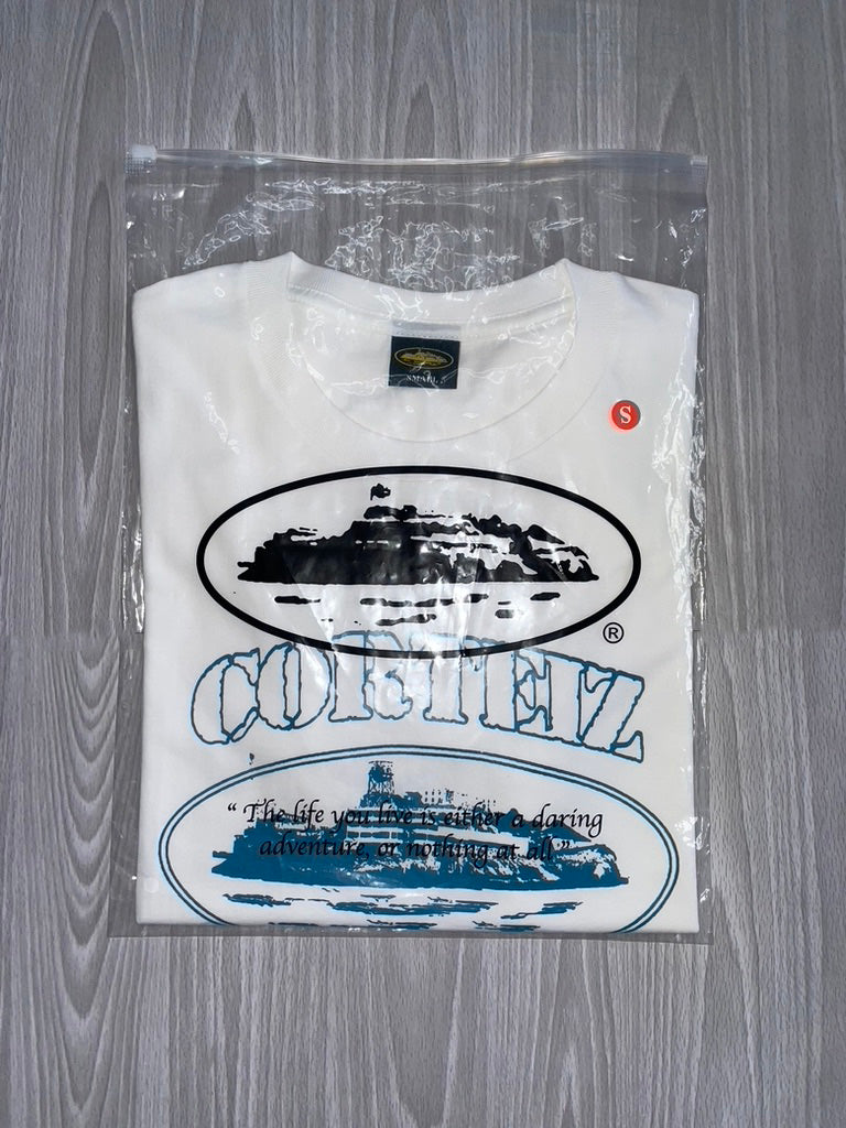 Cortiez Alcatraz T-shirt - White & Baby Blue