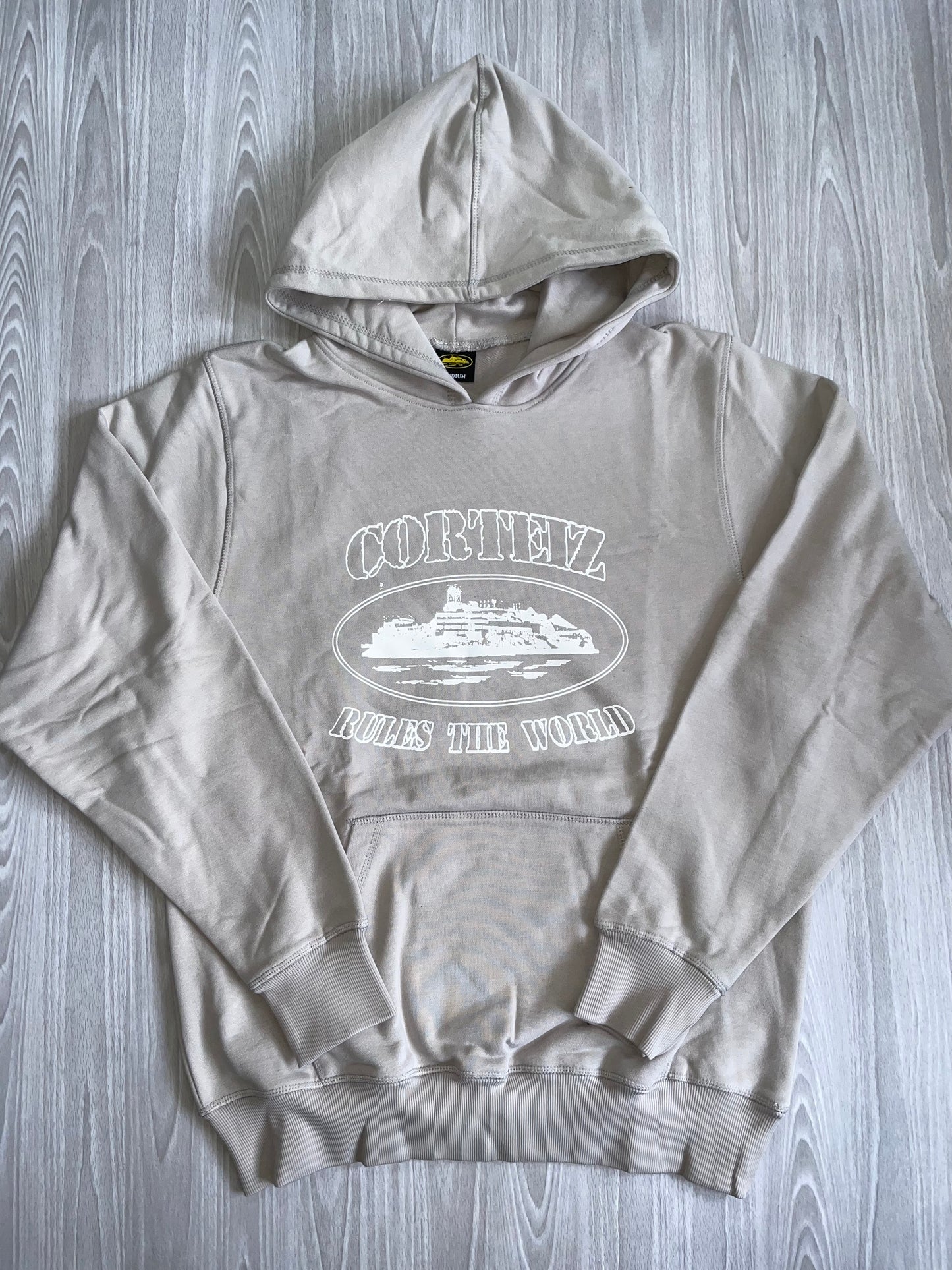 Cortiez Alcatraz superior Hoodie - Stone Grey & White